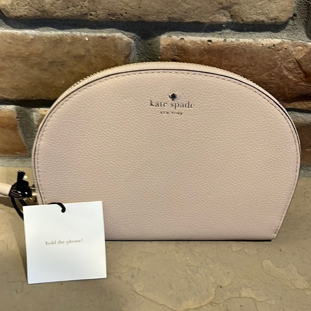 NWT Kate Spade Jackson leather half moon wristlet tan beige